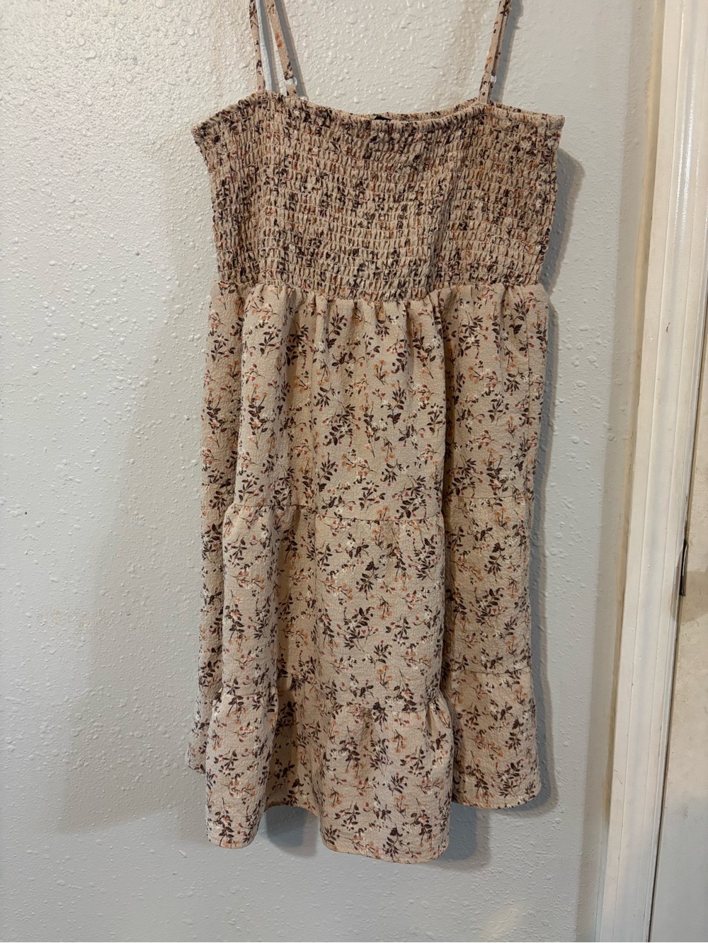Smocked Floral Tiered Sundress in Cream